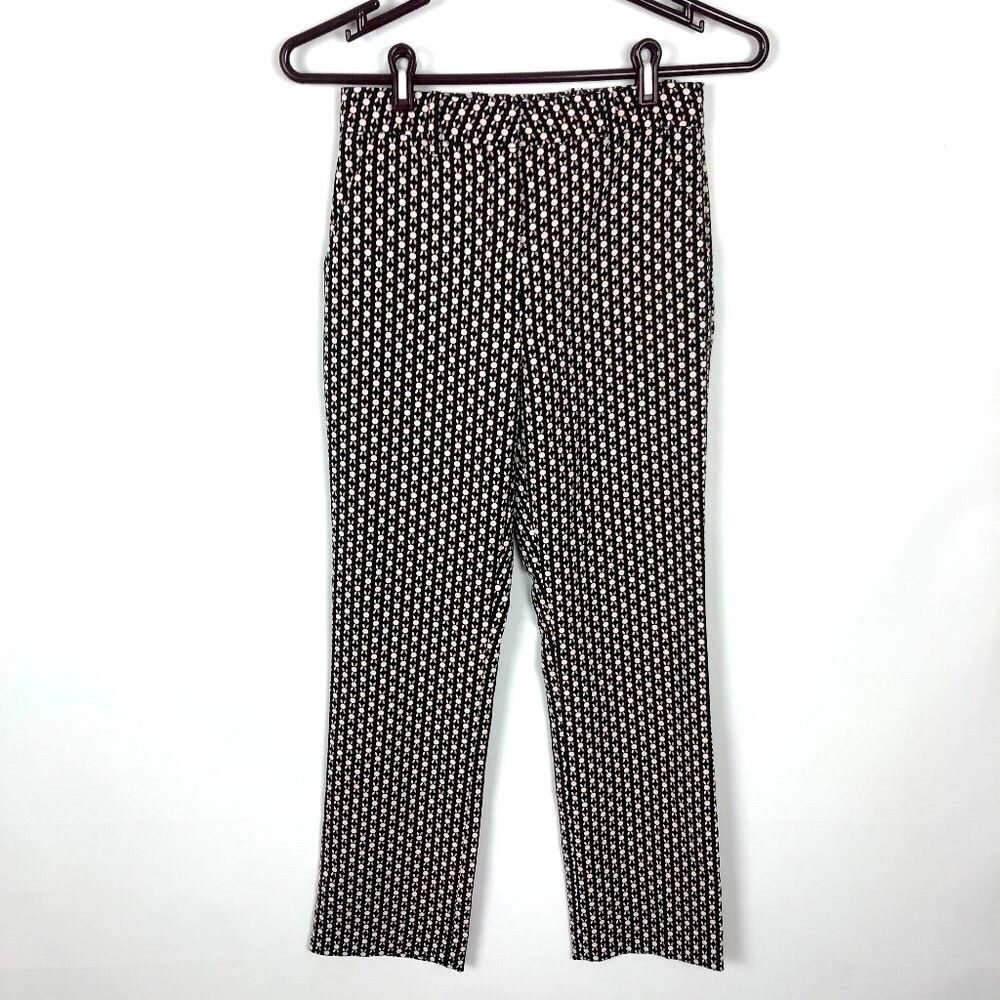 H&M Conscious Black Tan Print Slim Leg Ankle Pants